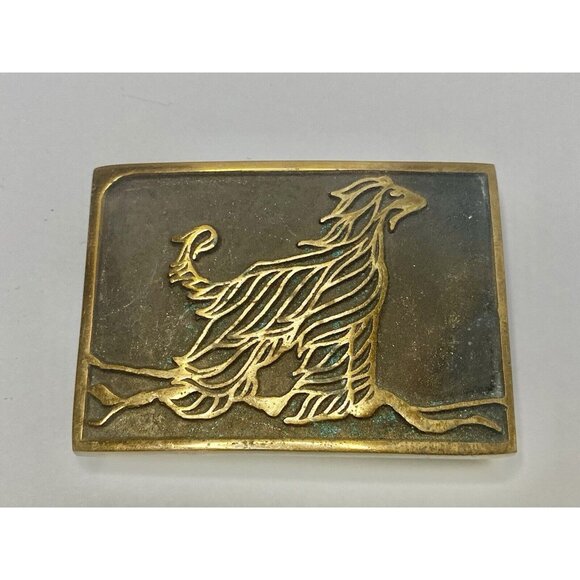 Afghan Hound Solid Brass UB Vintage Belt Buckle Dog Breed‎ Sighthound